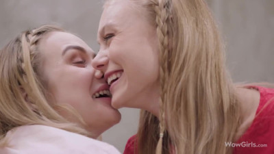 Nancy A and Alice Shea romantically licking