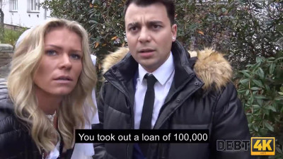 Naive blonde confronted by the perverted debt collector