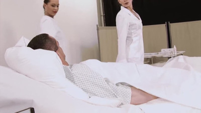 Bisexual nurses are fucking their patient to help him