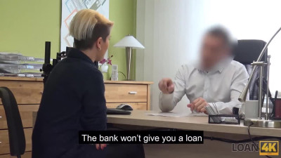 Gorgeous blonde woman agrees on sex for the money loan