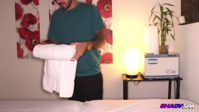 Ultimate relaxation for him because of the busty blonde