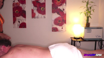 Mercedes gives a sloppy blowjob to finish off her job