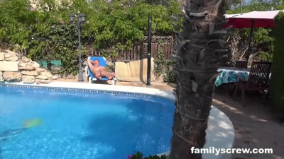 Young teen pussies get paid to fuck old dicks by the pool