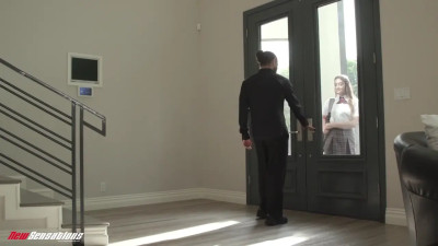 Submissive girl with a nice set of tits fucking an older man